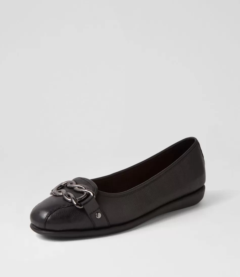 Women SUPERSOFT Comfort<Elisse Black Leather Ballet Flats