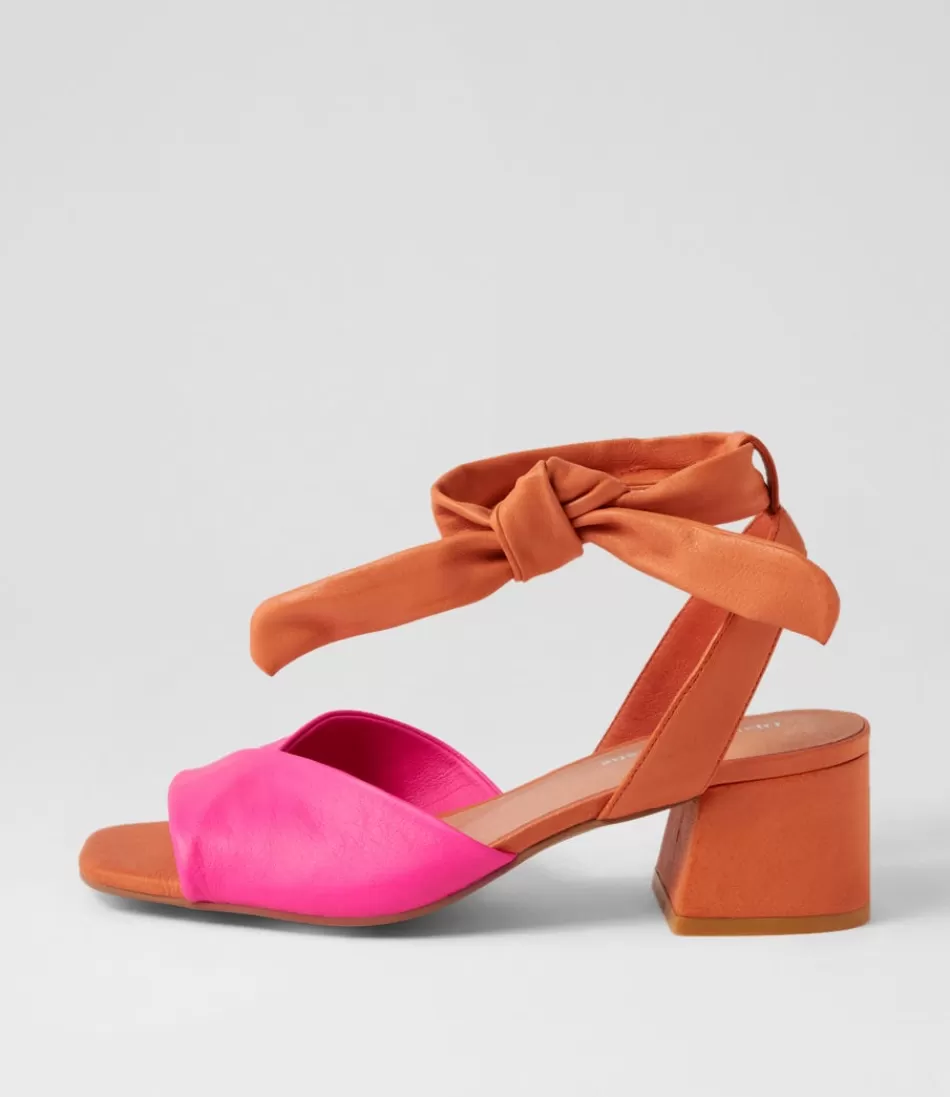 Women DJANGO & JULIETTE Heels<Fearna Hot Pink Bright Orange Leather Sandals