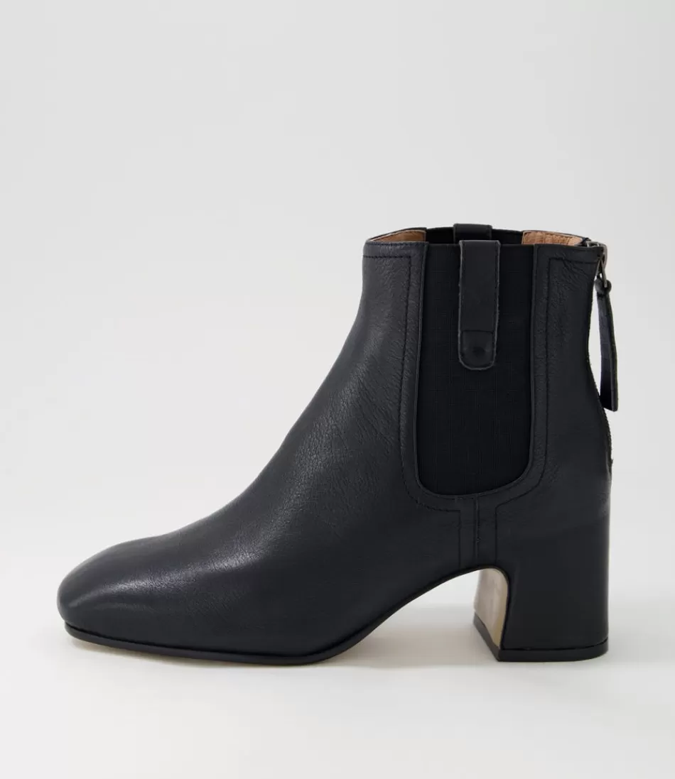 Women TOP END Boots<Fether Black Leather Elastic Chelsea Boots