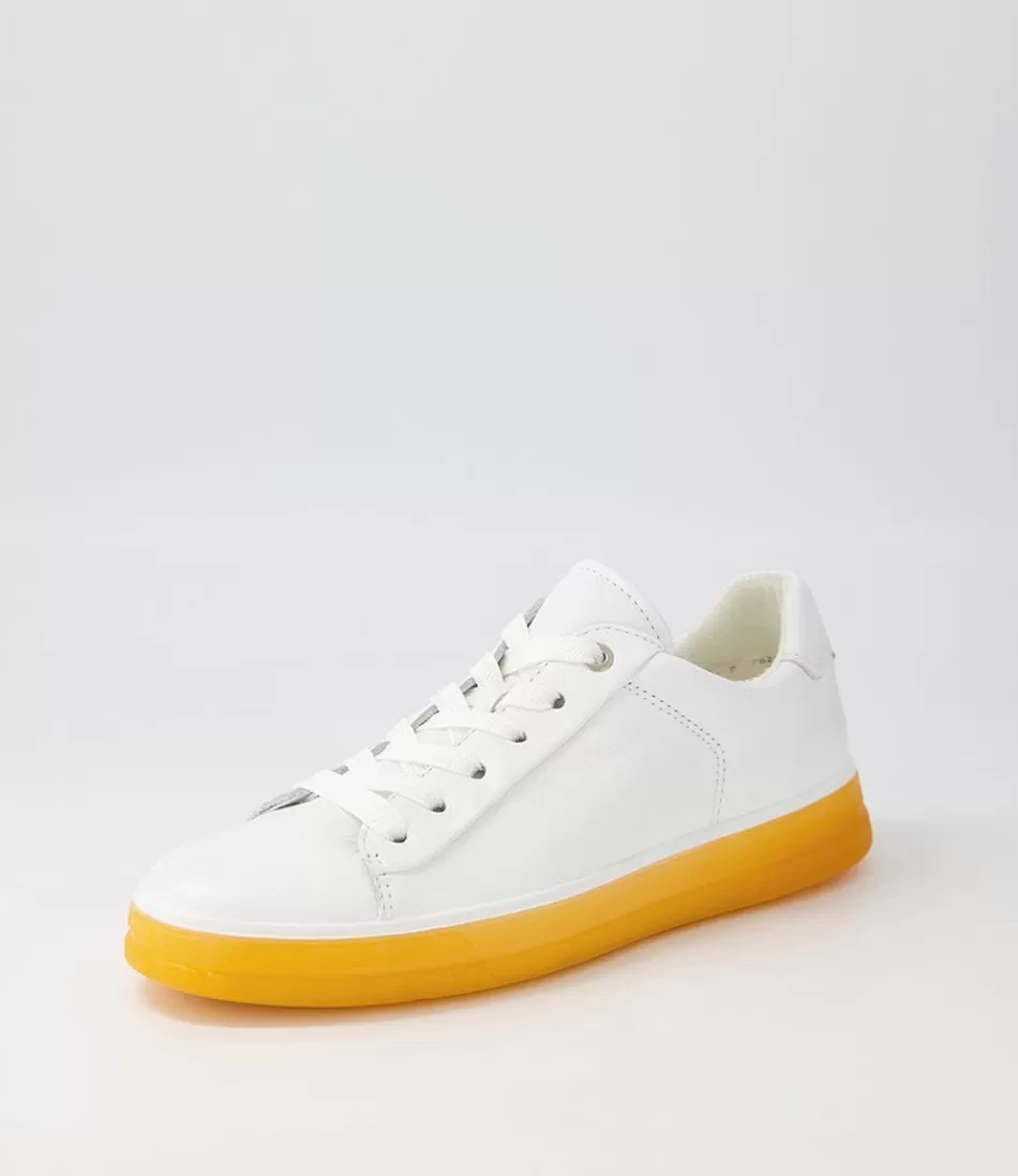 Women ARA Comfort<Frisco White Orange Leather Sneakers