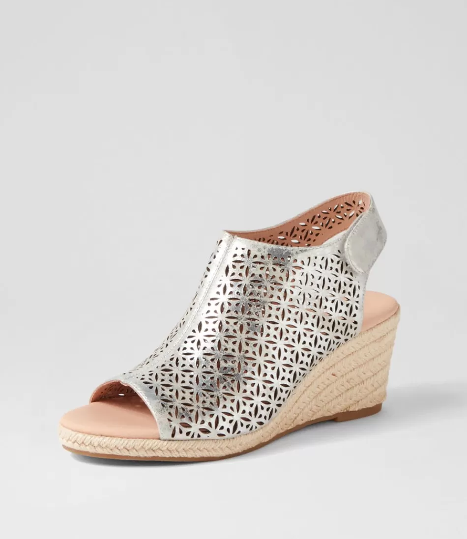 Women DIANA FERRARI Espadrilles<Jamm Silver Wash Leather Sandals