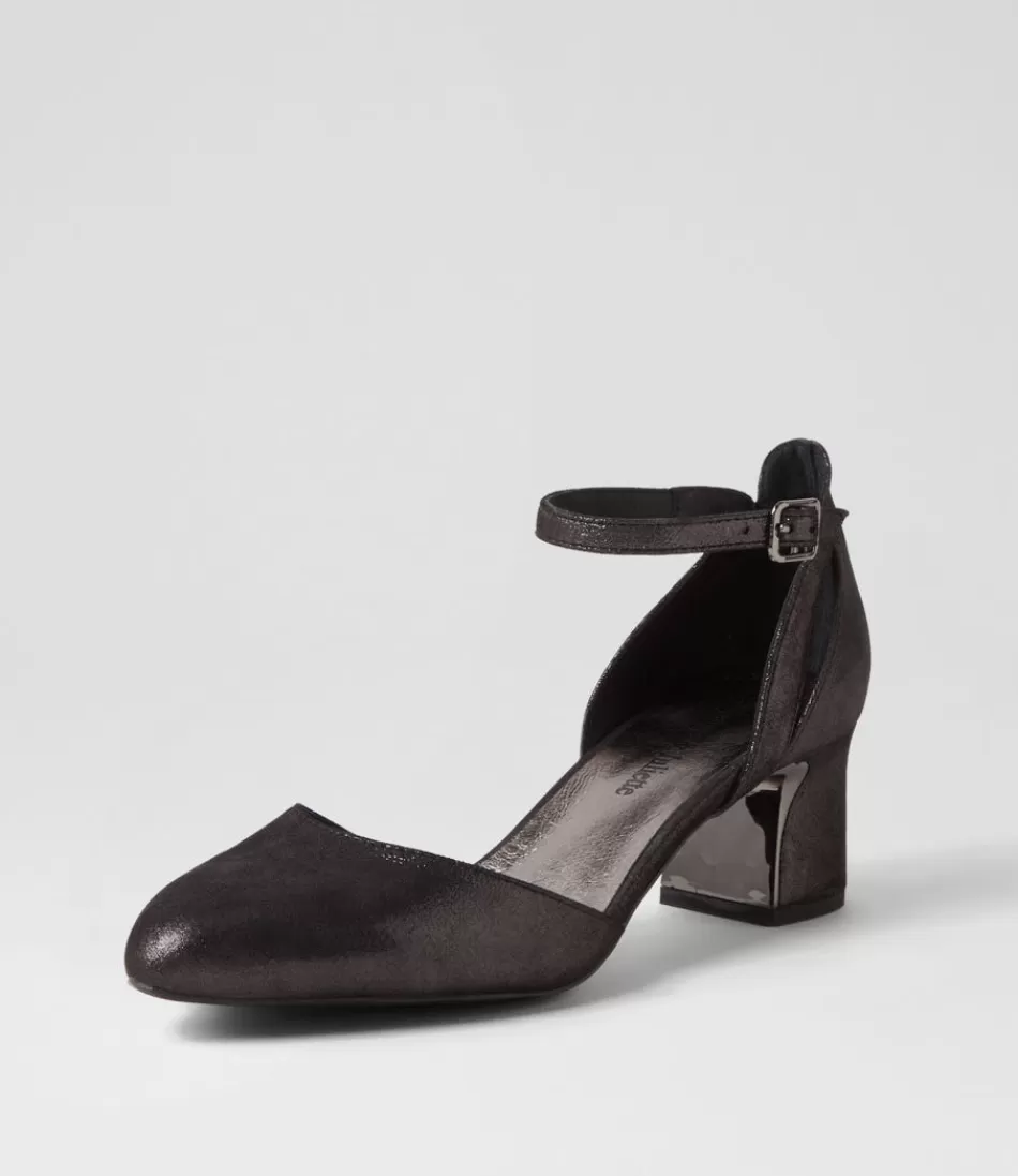 Women DJANGO & JULIETTE Heels<Jillie Black Shimmer Leather Heels