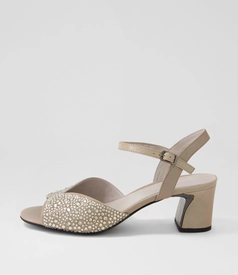 Women DJANGO & JULIETTE Heels<Juba Light Pewter Shimmer Leather Jewels Sandals