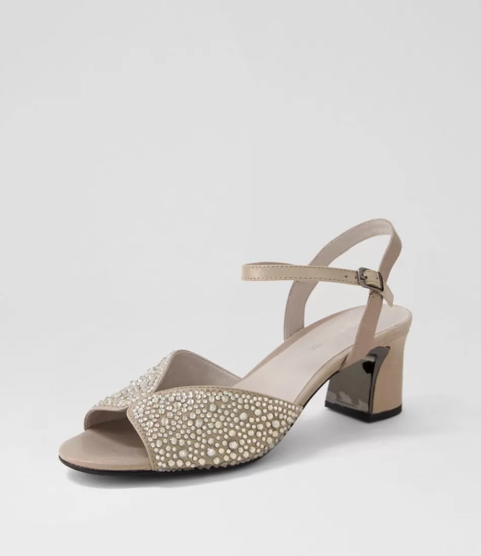 Women DJANGO & JULIETTE Heels<Juba Light Pewter Shimmer Leather Jewels Sandals