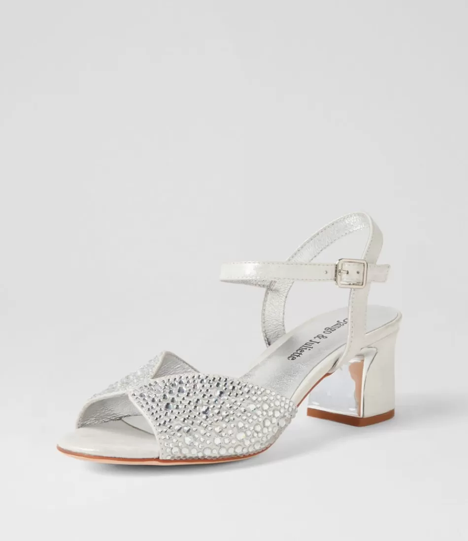 Women DJANGO & JULIETTE Heels<Juba Silver Shimmer Jewels Leather Sandals