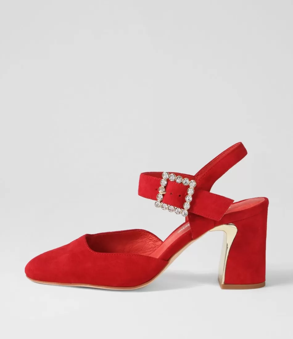 Women DJANGO & JULIETTE Heels<Kalsey Red Suede Heels