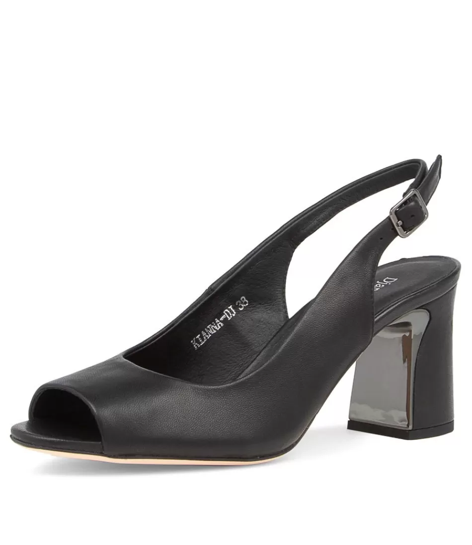 Women DJANGO & JULIETTE Heels<Kianna Black Leather Peep Toe Heels