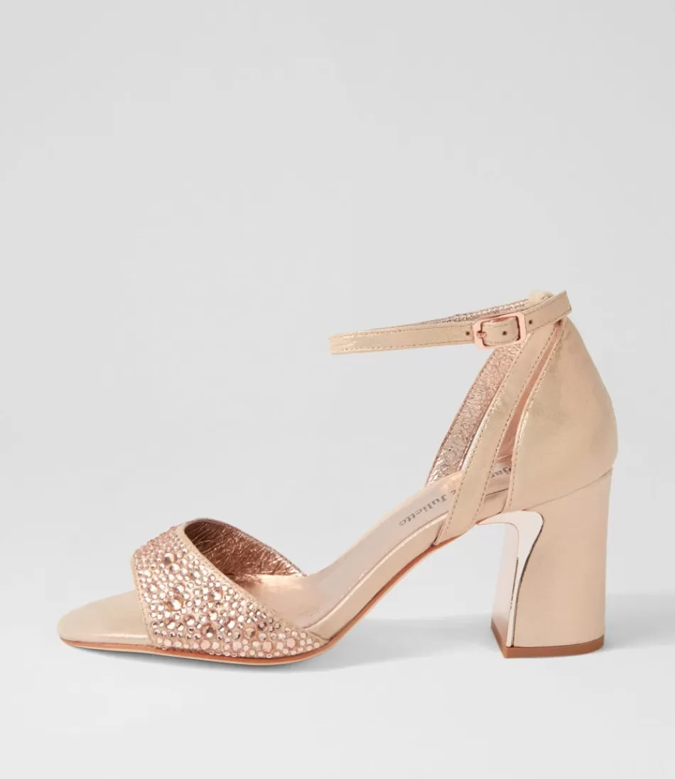 Women DJANGO & JULIETTE Heels<Kitta Rose Gold Shimmer Jewels Leather Sandals