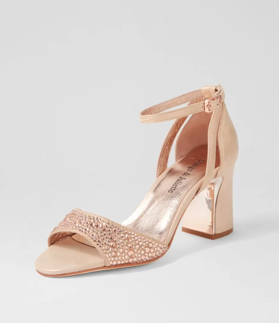 Women DJANGO & JULIETTE Heels<Kitta Rose Gold Shimmer Jewels Leather Sandals