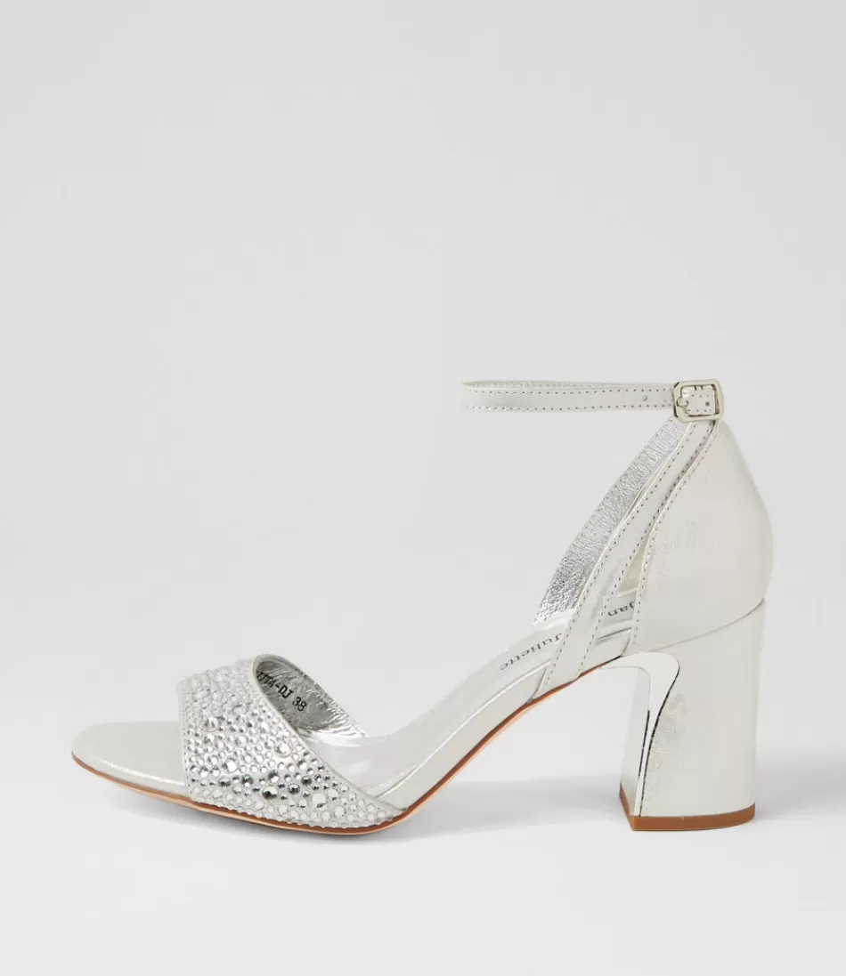 Women DJANGO & JULIETTE Heels<Kitta Silver Shimmer Leather Jewels Sandals