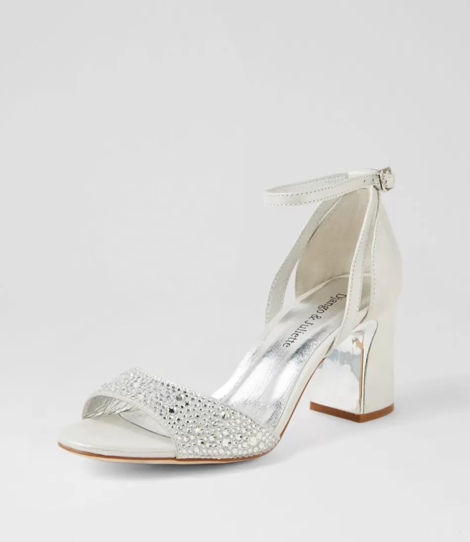 Women DJANGO & JULIETTE Heels<Kitta Silver Shimmer Leather Jewels Sandals