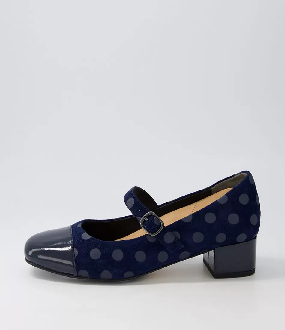 Women ZIERA Heels<Kowder W Navy Spot Patent Suede Heels