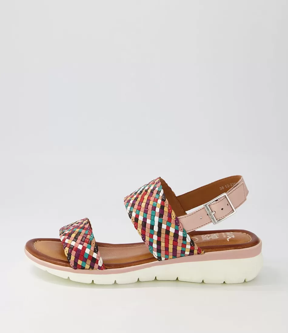 Women ARA Comfort<Kreta 02 Green Multi Leather Sandals