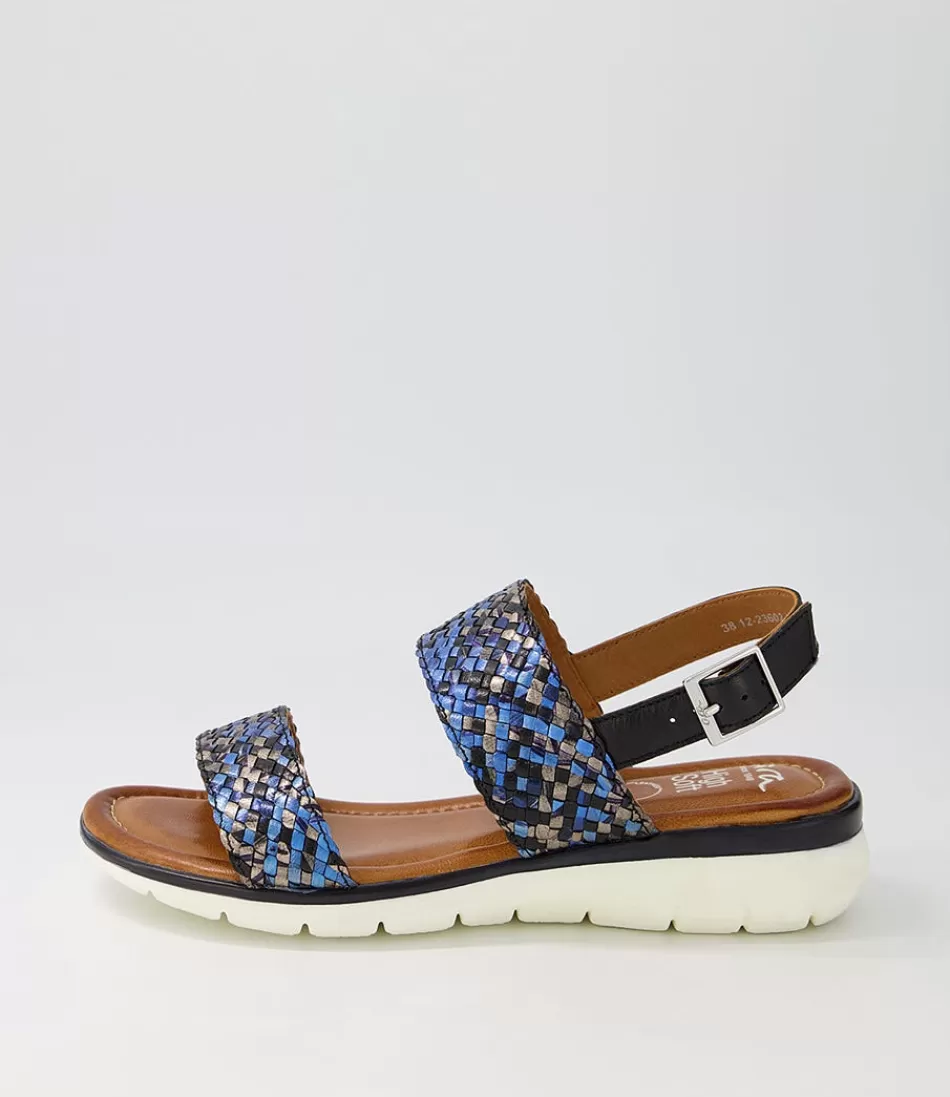 Women ARA Comfort<Kreta 02 Navy Multi Leather Sandals