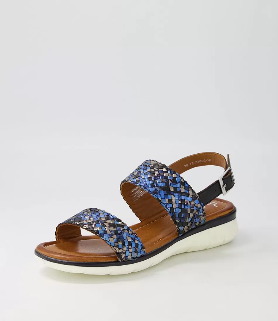 Women ARA Comfort<Kreta 02 Navy Multi Leather Sandals