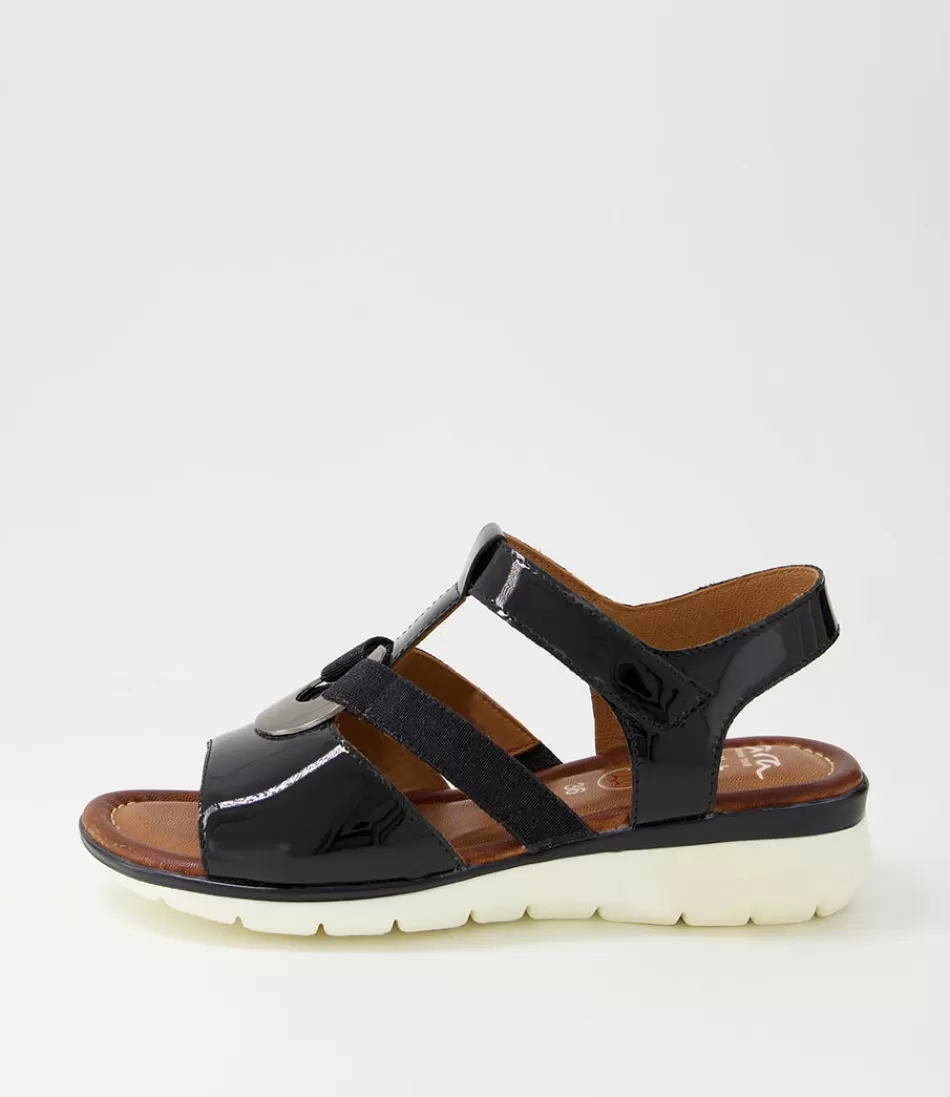 Women ARA Comfort<Kreta 24 Black Leather Sandals