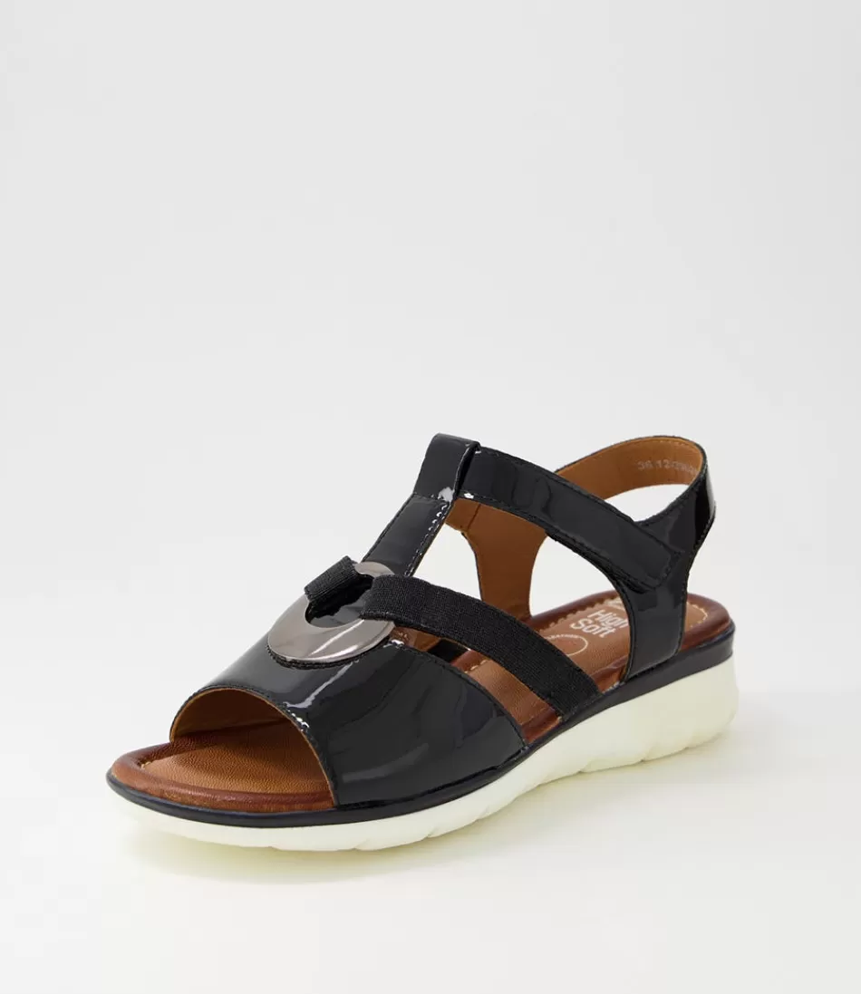 Women ARA Comfort<Kreta 24 Black Leather Sandals