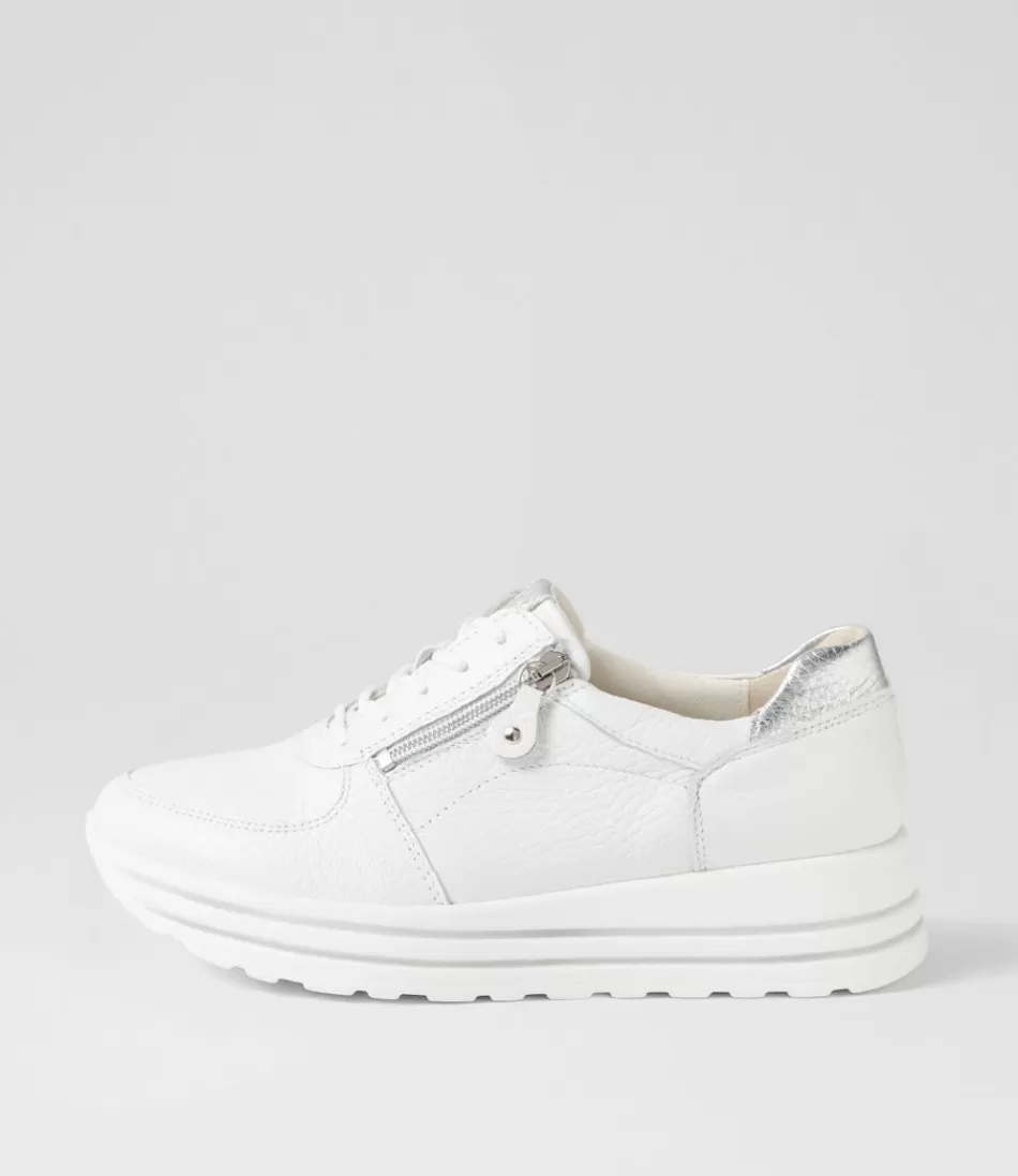 Women WALDLAUFER Sneakers<Lana Weiss Silber Leather Sneakers