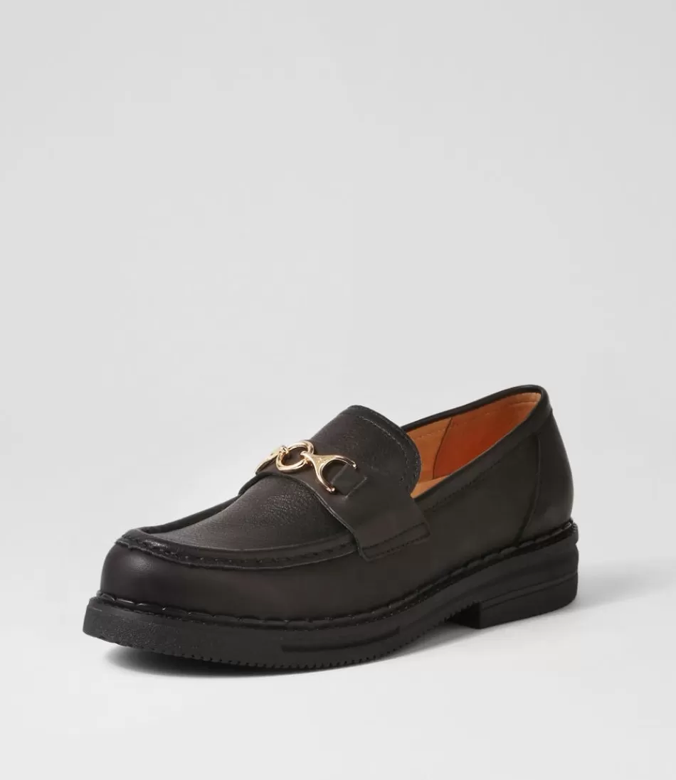 Women ROLLIE Loafers<Loafer Rise All Black Leather Loafers