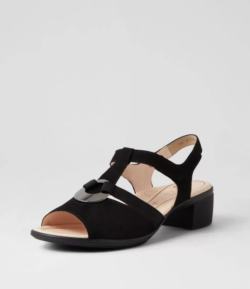 Women ARA Comfort<Lugano 30 Schwarz Suede Sandals