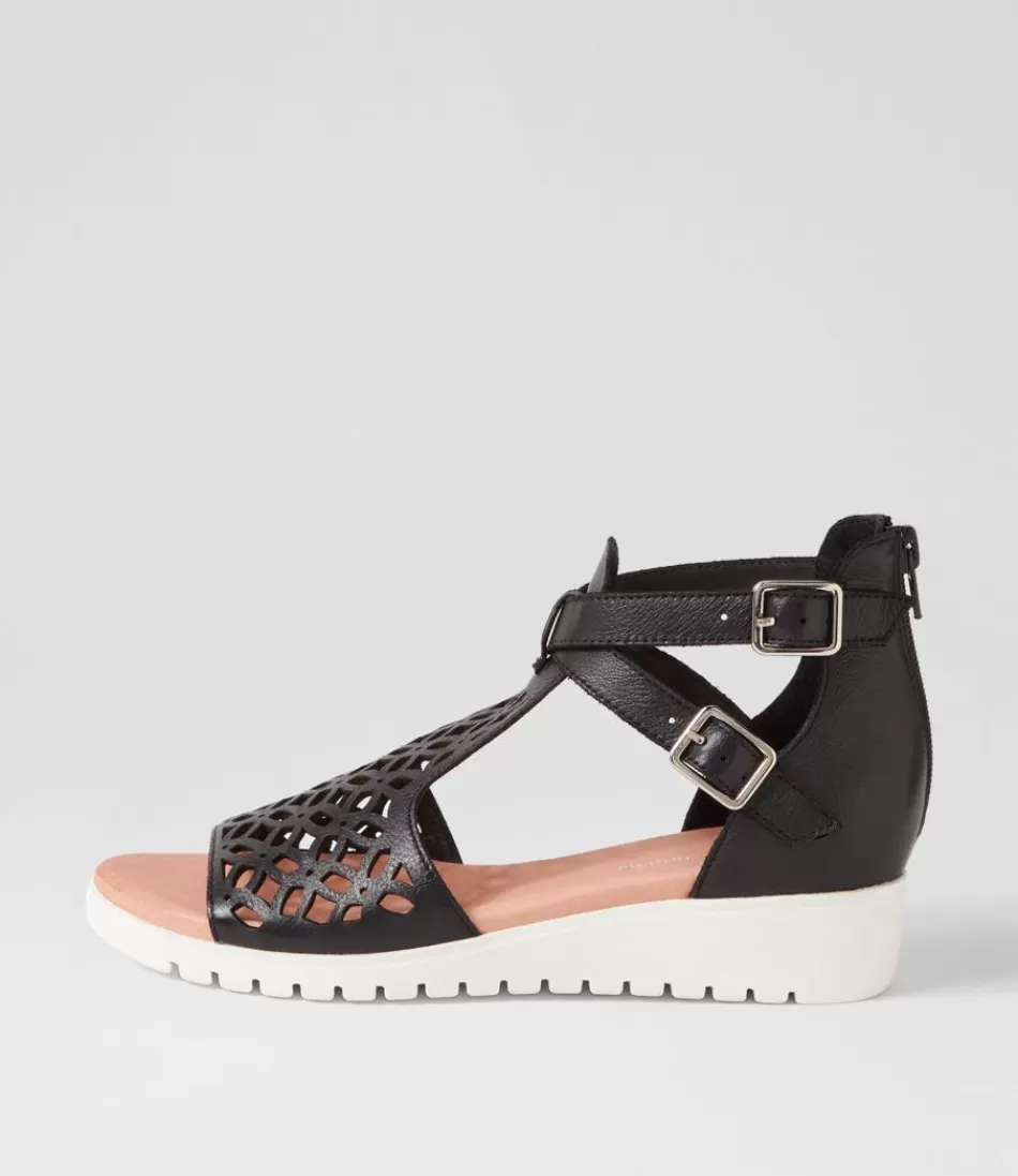 Women DJANGO & JULIETTE Sandals<Minos Black White Leather Sandals