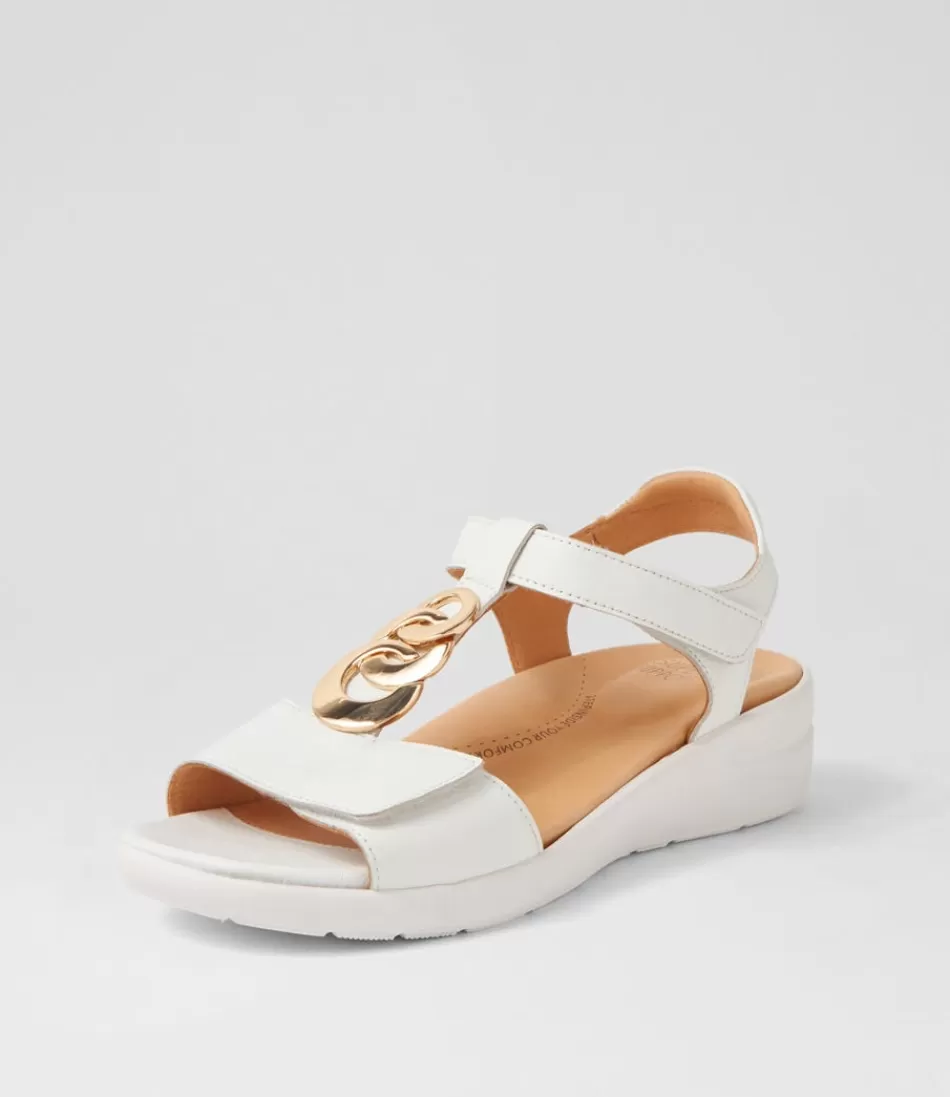 Women ZIERA Heels<Navvon Xw White Leather Sandals