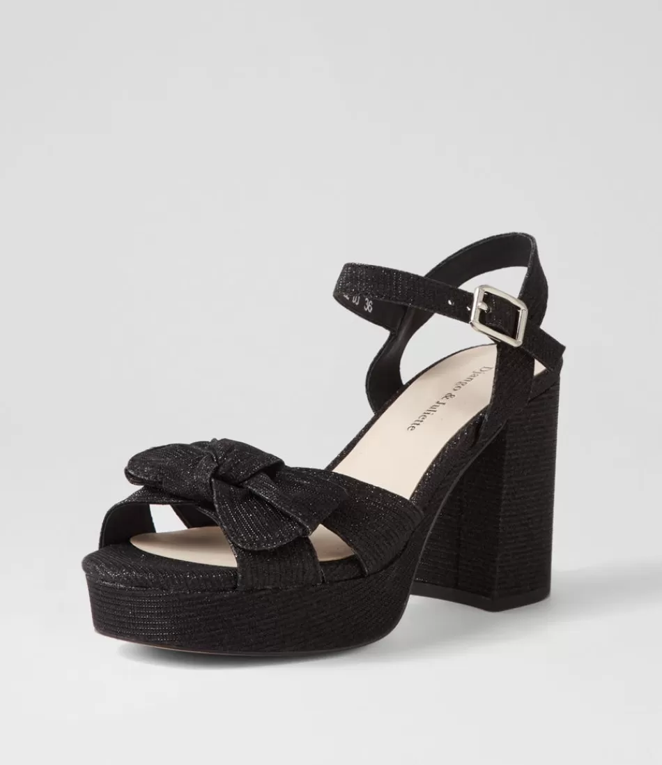 Women DJANGO & JULIETTE Heels<Omee Black Shine Fabric Sandals