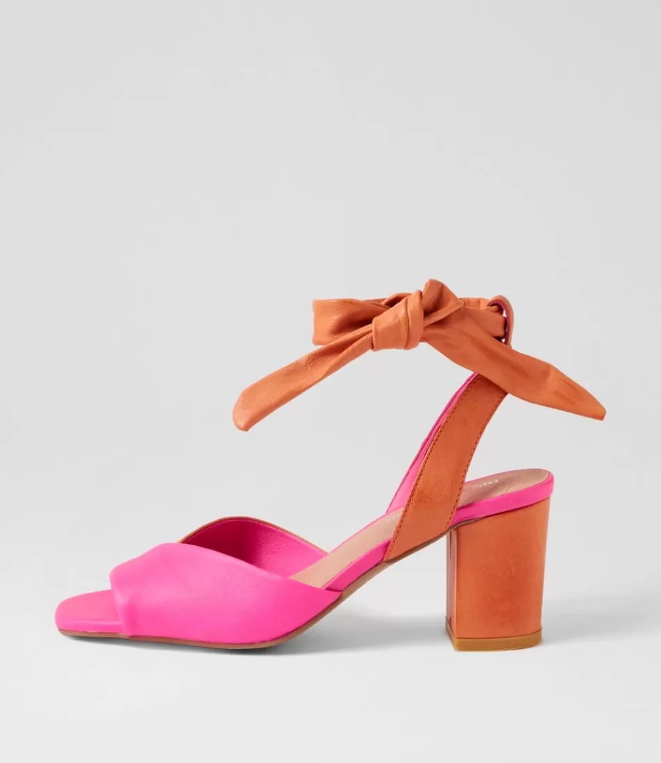 Women DJANGO & JULIETTE Heels<Pavoom Hot Pink Bright Orange Leather Sandals