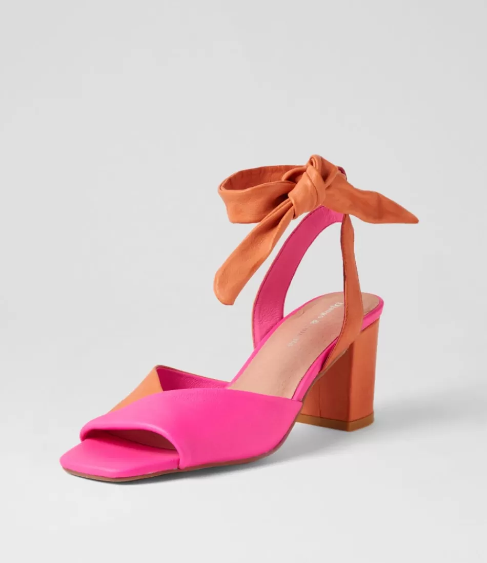 Women DJANGO & JULIETTE Heels<Pavoom Hot Pink Bright Orange Leather Sandals