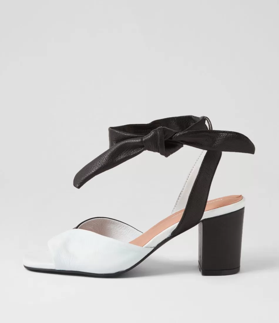 Women DJANGO & JULIETTE Heels<Pavoom White Black Leather Sandals