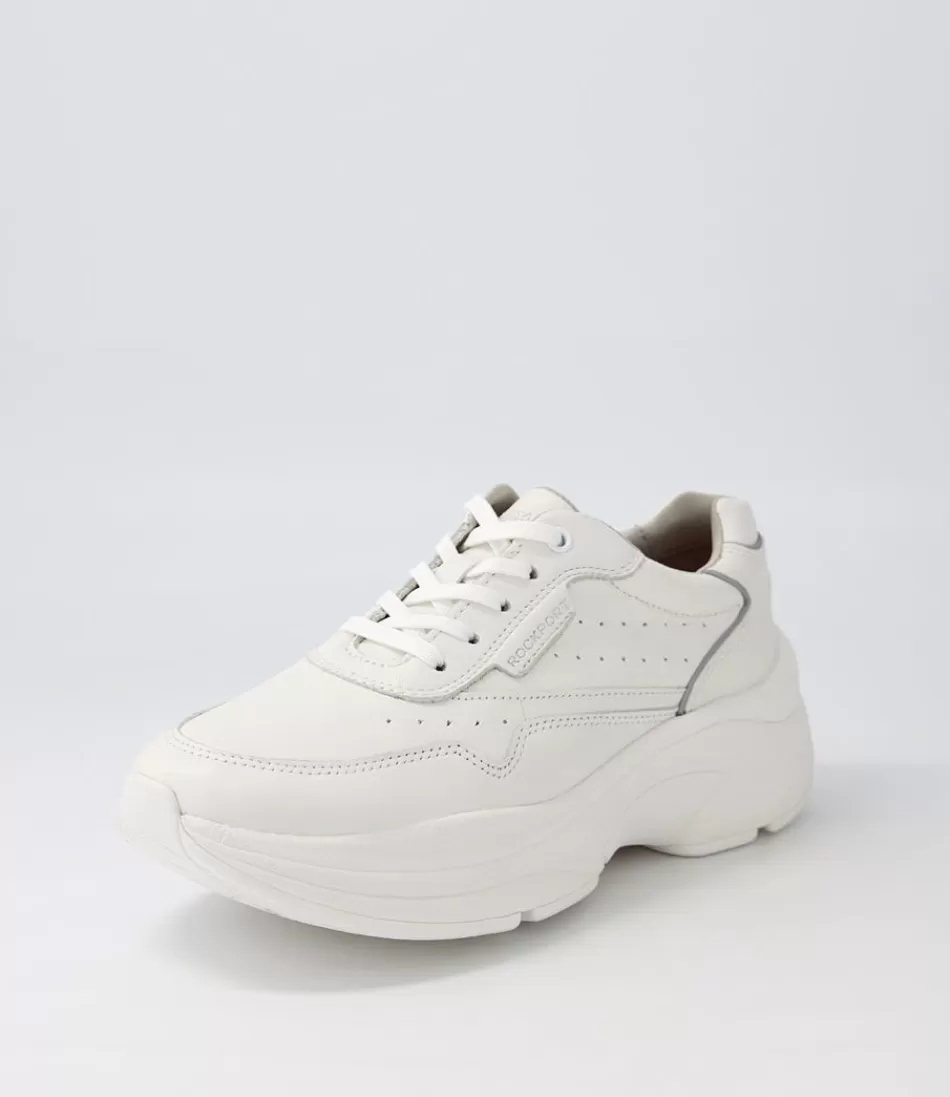 Women ROCKPORT Comfort<Pro Walker Premium White Leather Sneakers