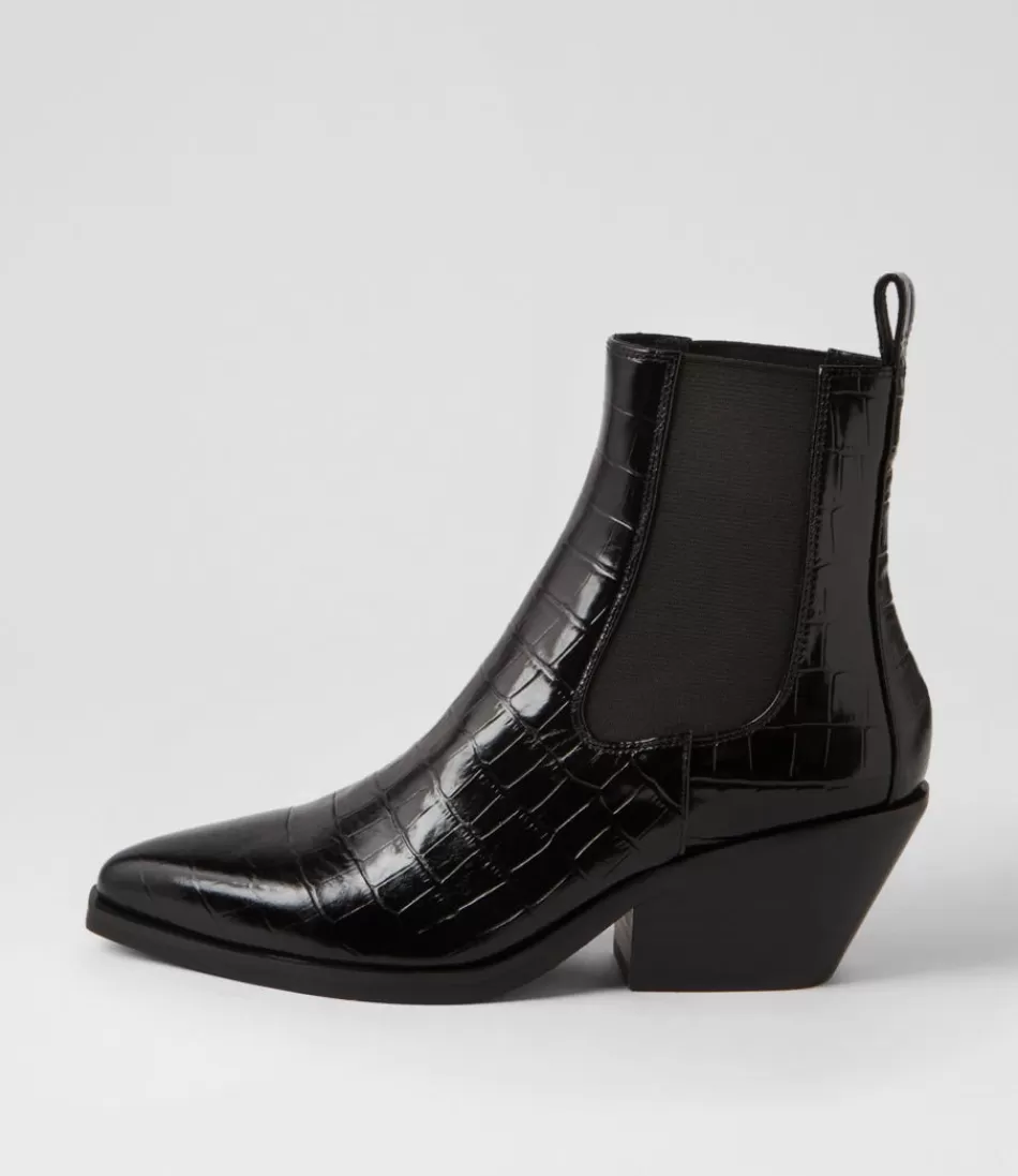 Women MOLLINI Boots<Rage Black Croc Patent Leather Chelsea Boots