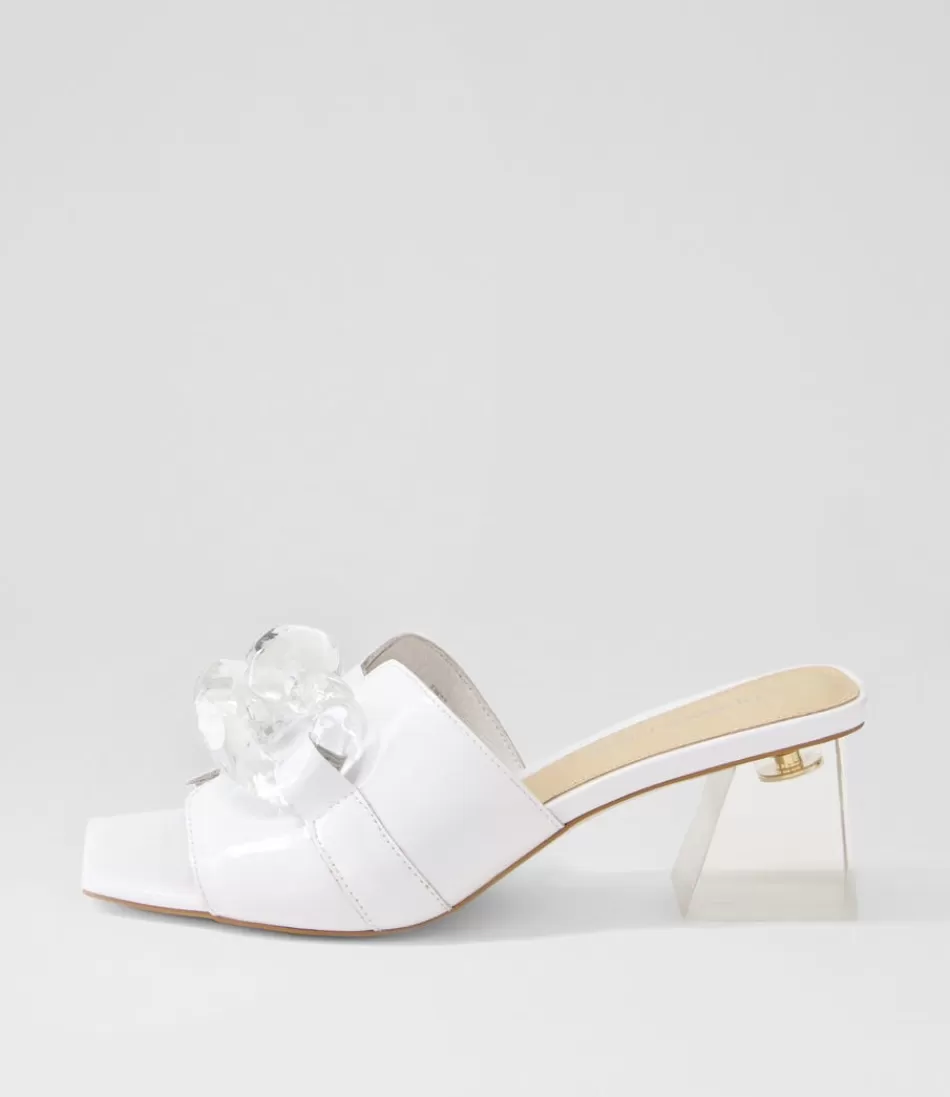 Women DJANGO & JULIETTE Heels<Rulie White Patent Leather Mules