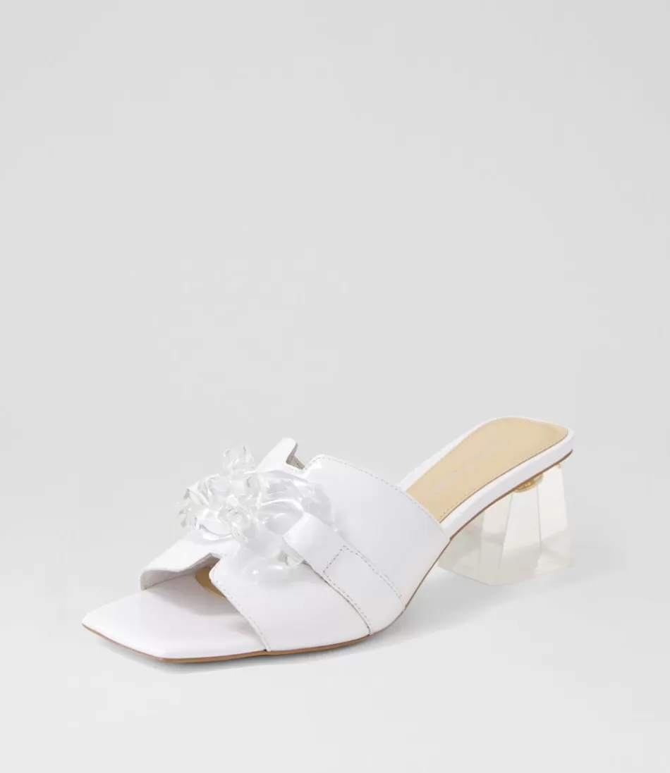 Women DJANGO & JULIETTE Heels<Rulie White Patent Leather Mules