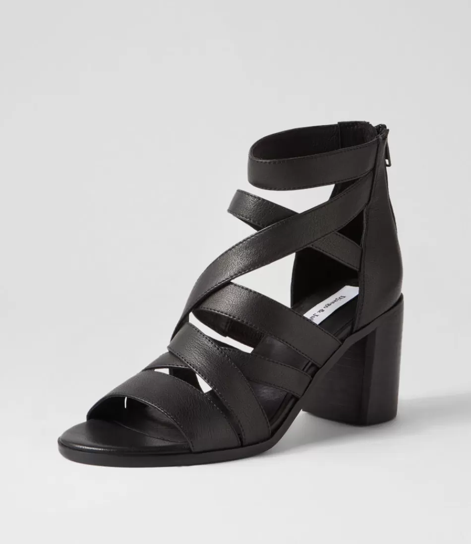 Women DJANGO & JULIETTE Heels<Sadals Black Leather Sandals