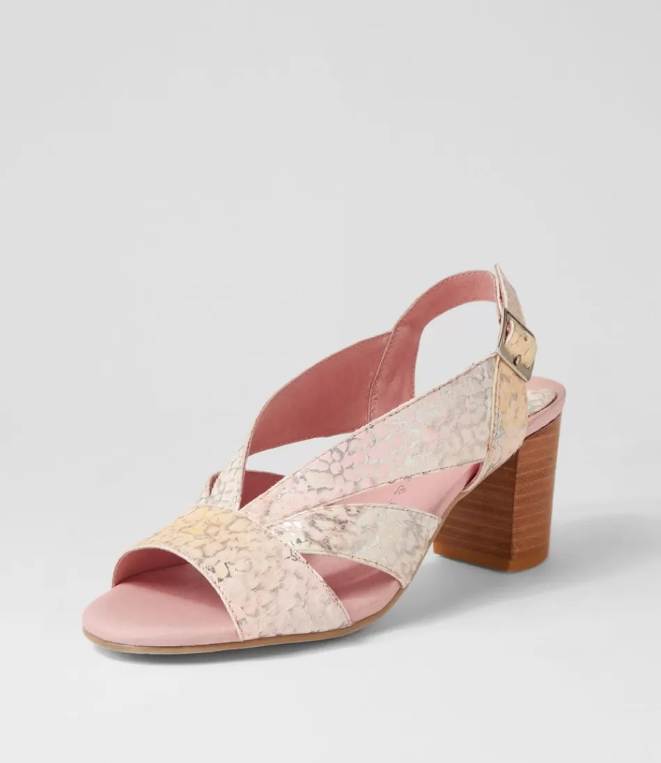 Women DJANGO & JULIETTE Heels<Simmie Pink Print Leather Sandals