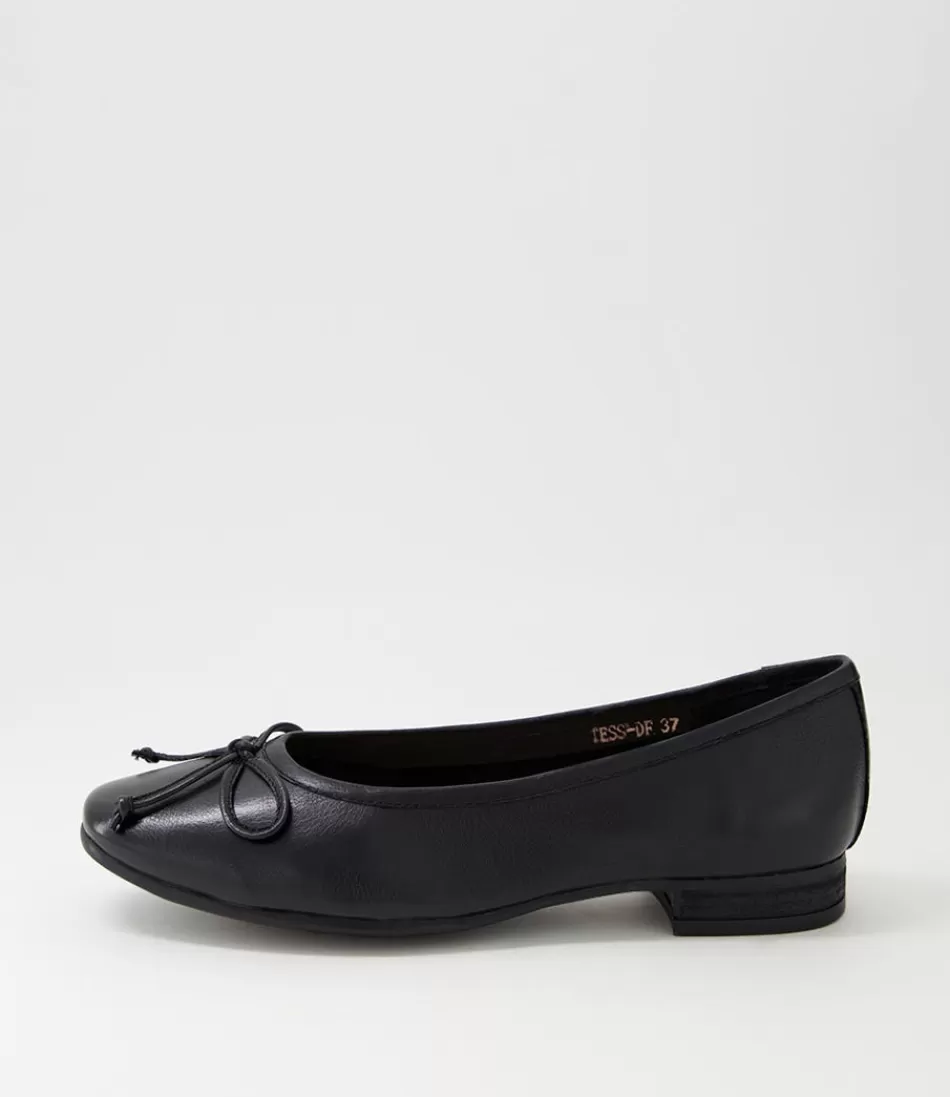 Women DIANA FERRARI Flats<Tess Black Leather Flat Shoes