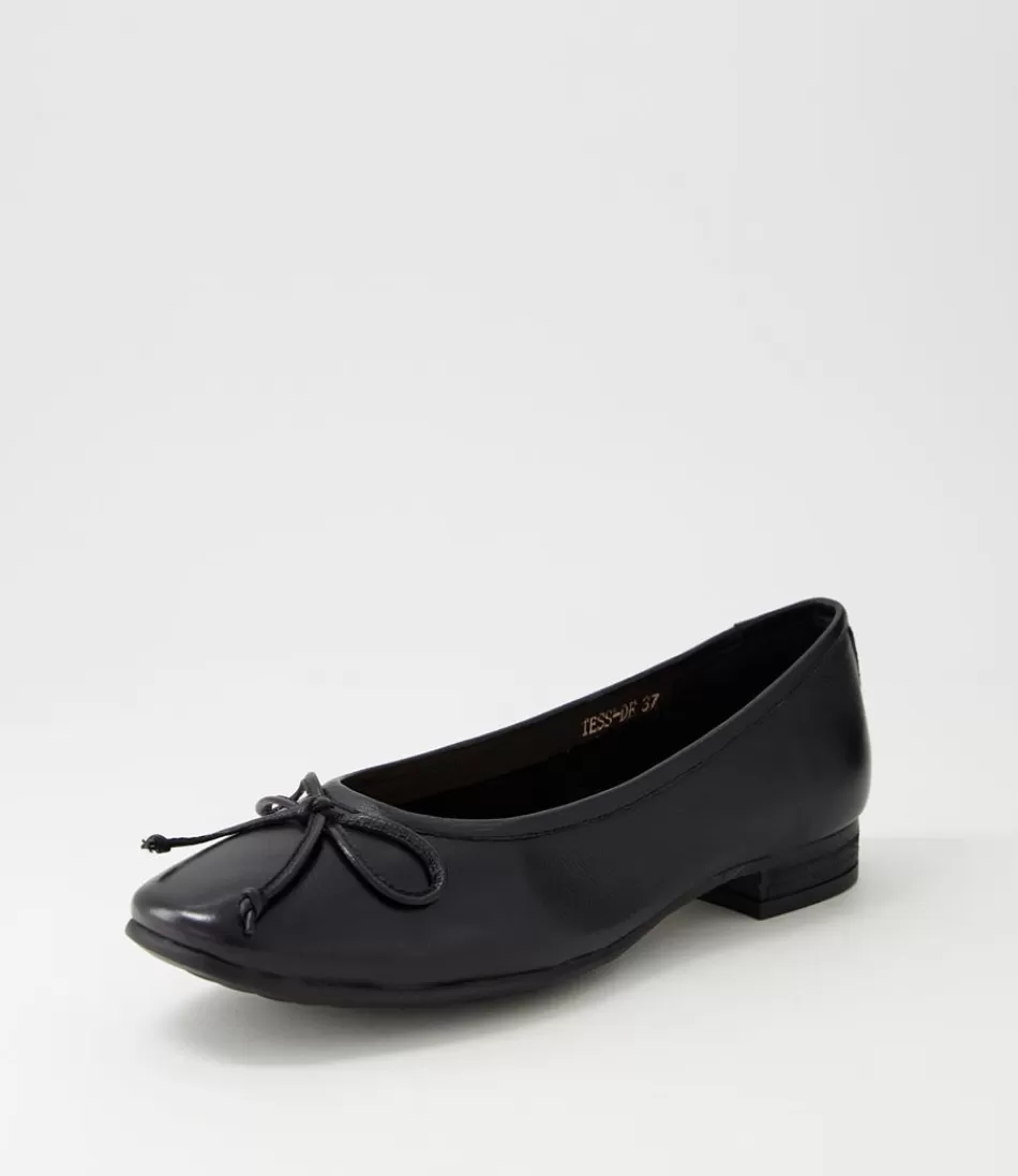 Women DIANA FERRARI Flats<Tess Black Leather Flat Shoes