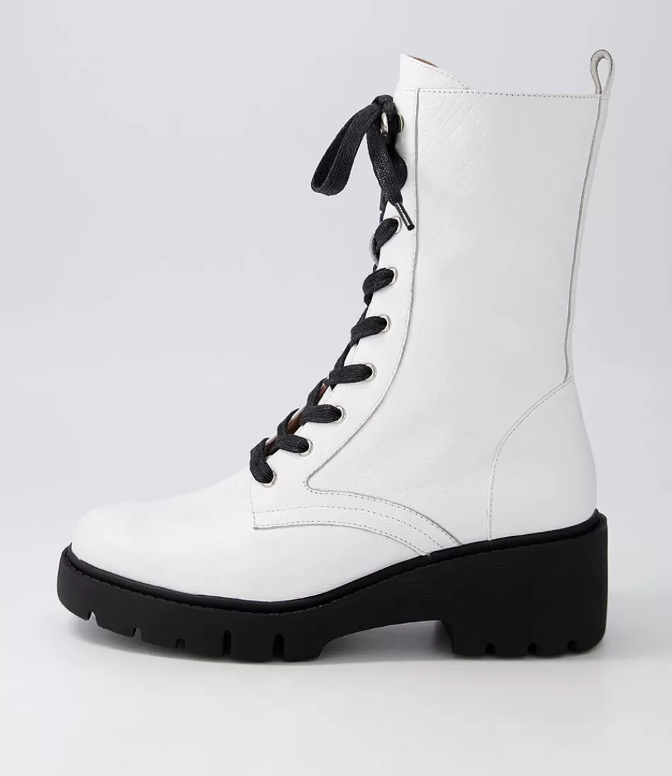 Women DJANGO & JULIETTE Boots<Ustern White Black Leather Calf Boots