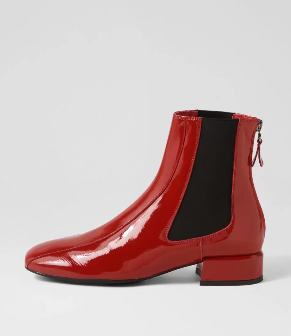 Women DJANGO & JULIETTE Boots<Voria Dark Red Patent Elastic Ankle Boots